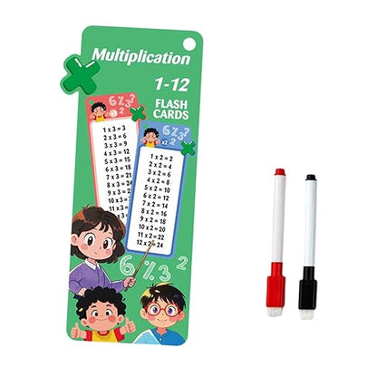 Reusable Kids Math Flash Cards (Age 5+) – Learn Multiplication Tables 1–12 with 2 Write & Wipe Markers | Quick Learning Educational Practice Set for Home & School