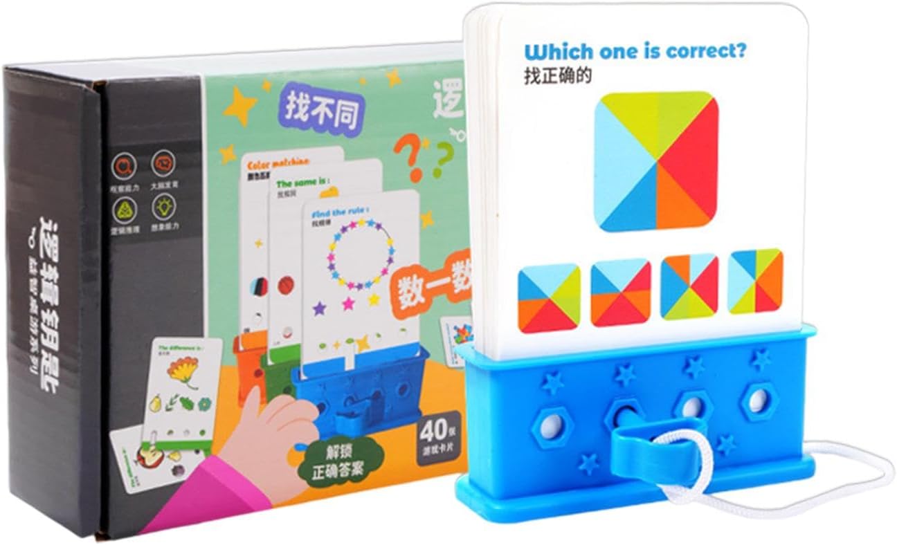 Kids Logical Thinking Puzzle Card Game with Answer Box – Educational Brain Development Toy for Pattern Matching & Counting