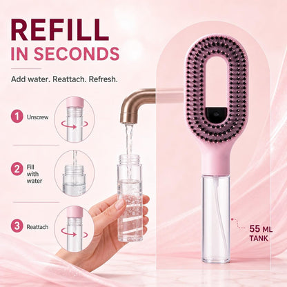 HydraComb™ Refillable Water Mist Hair Brush