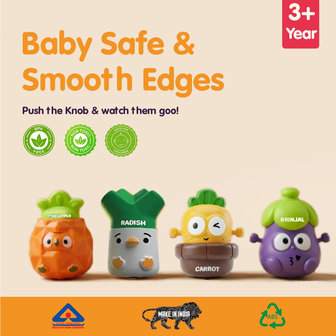 Push & Go Vegetable Toy Set for Kids – Pack of 4