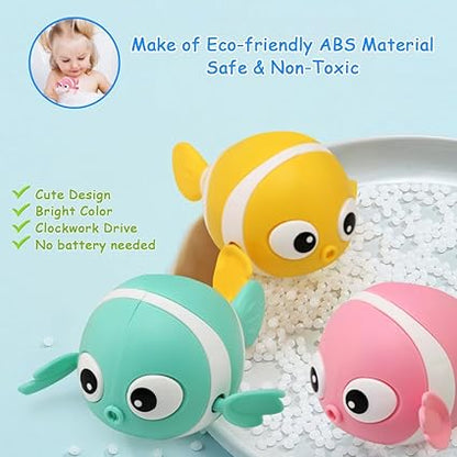 Floating Wind-Up Bath Toys for Kids – Safe Non-Toxic Swimming Fish | Fun Screen-Free Playtime & Stress-Free Bathing | 3+ years (7 Pcs))