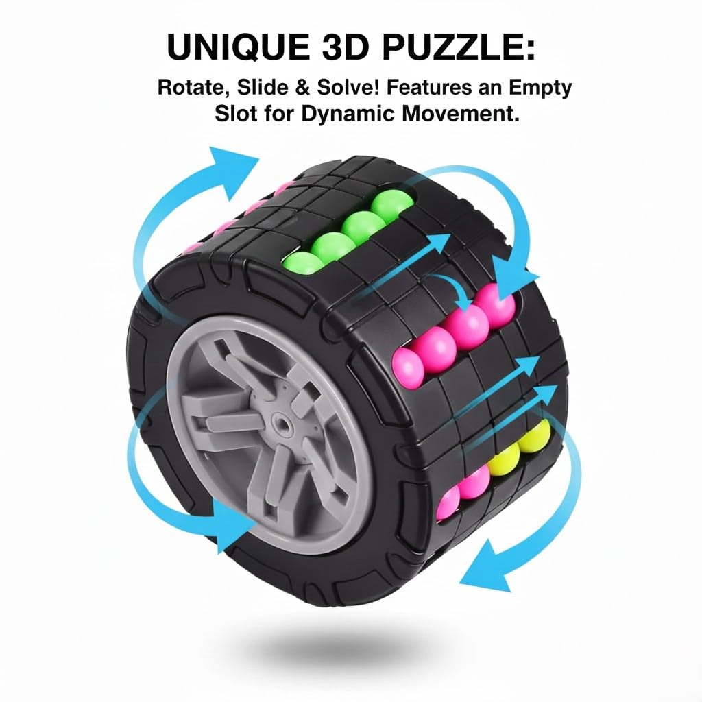 Magic Wheel Rotate and Slide Color Matching Brain Teaser Puzzle Toy for Kids and Adults with Smooth Spin Design