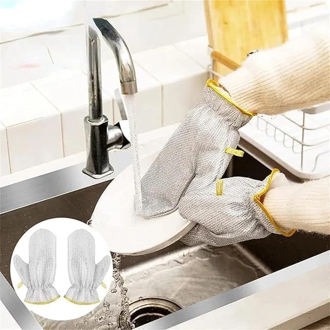 🧤 ScrubArmor™ Magic Steel Mesh Cleaning Gloves | Heavy-Duty Non-Scratch Kitchen & Household Cleaning Gloves