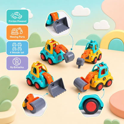 Kids Construction Vehicle Toy Set – 4 Pcs
