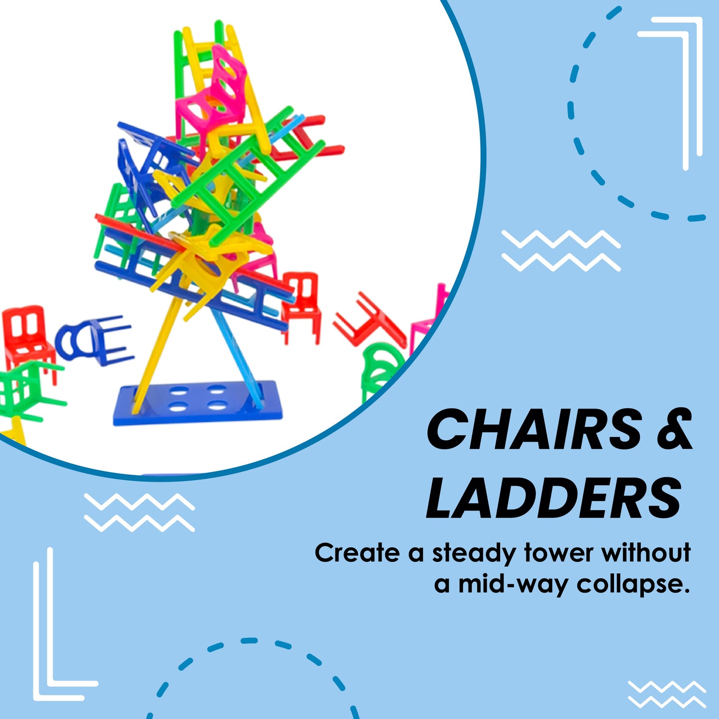 Balance Towers- Chairs & Ladders Edition game (30 Chairs+30 Ladders & 1 Base)