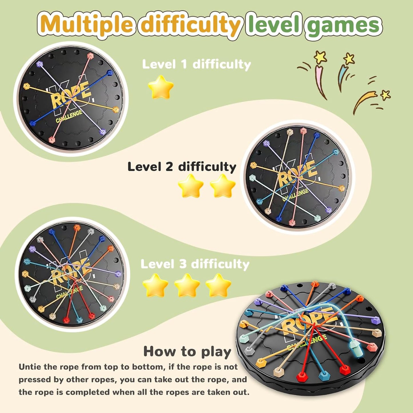 Brain Teasing Rope Puzzle Game | Multi-Level Logic Board for Kids & Families | Educational String Challenge for Home & Travel (Age 3+)