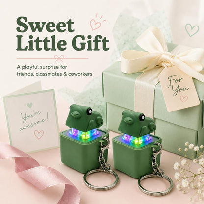 Pop-Up Frog LED Light Keychain Toy for Kids – Pressable Cute Frog with Colorful Glow, Clip-On Bag Charm & Backpack Accessory