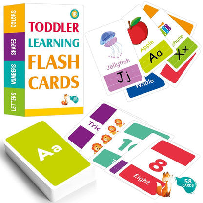 Kids Learning Flash Cards Set for Colors, Shapes, Numbers & Letters