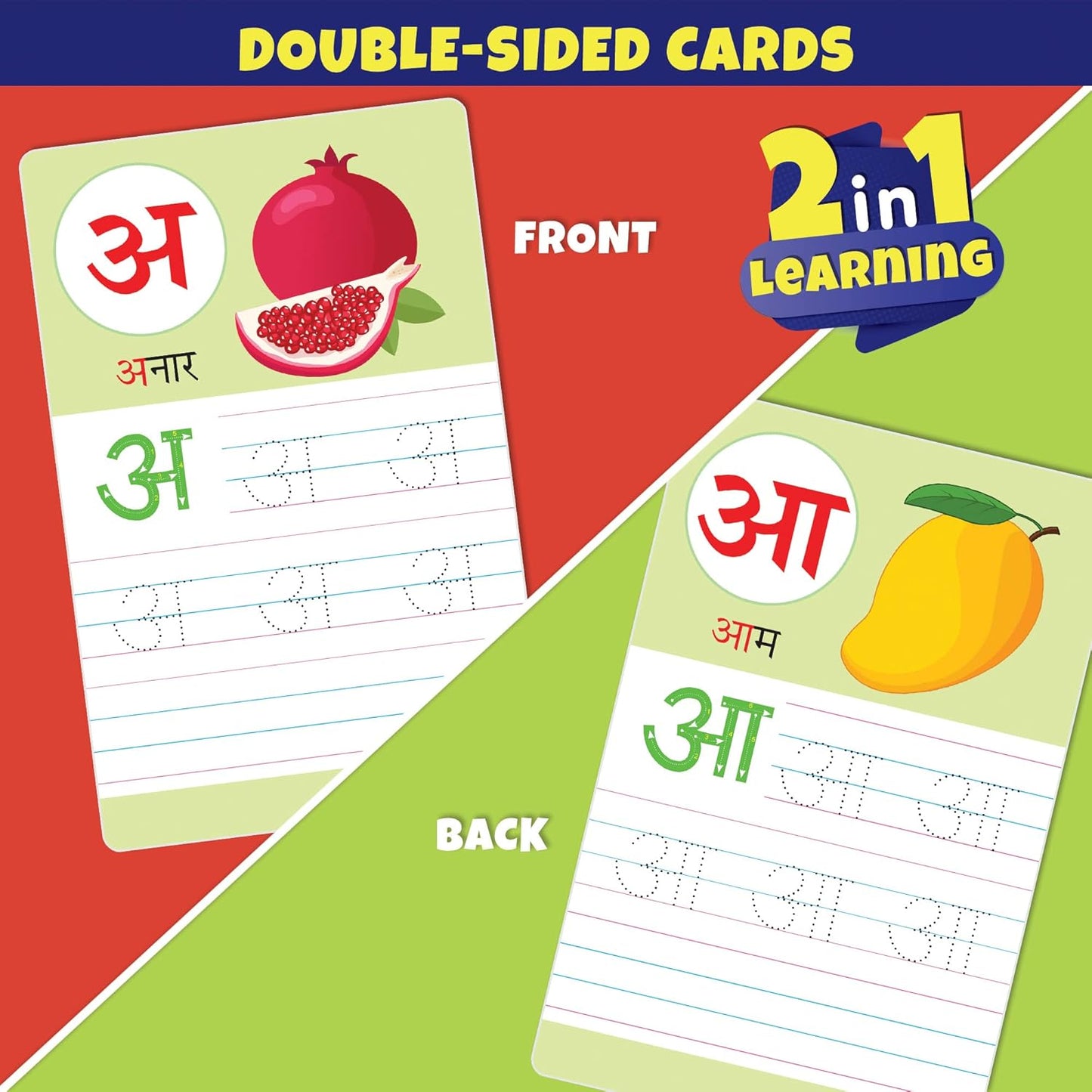 Hindi Varnamala -Write & Wipe Flash Cards (32 Reusable Cards with Marker Pen )