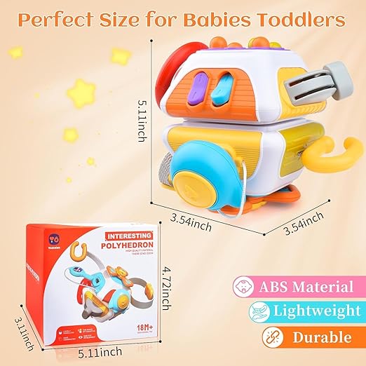 BrainyBox - Montessori Busy Cube for Toddlers 1-3 Years | 6-in-1 Sensory Activity Toy | Baby Learning Cube | Fine Motor Skills Toy | Travel Activity Toy for Kids | Birthday Gift for Boys & Girls