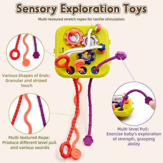 Cubora - 7 in 1 Montessori Activity Cube for Toddlers 1-3 Years, Baby Toys for 1 Year Old, Shape Sorter Sensory Learning Toy, Fine Motor Skills Development Toy for Boys & Girls