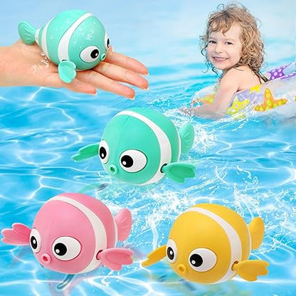 Floating Wind-Up Bath Toys for Kids – Safe Non-Toxic Swimming Fish | Fun Screen-Free Playtime & Stress-Free Bathing | 3+ years (7 Pcs))