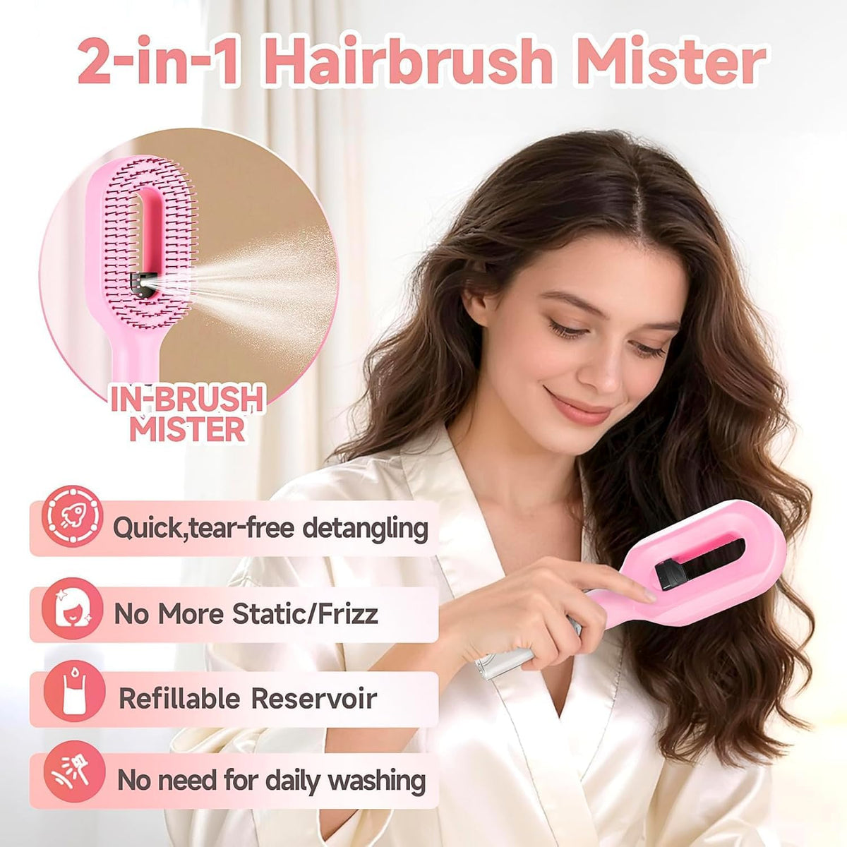 HydraComb™ Refillable Water Mist Hair Brush