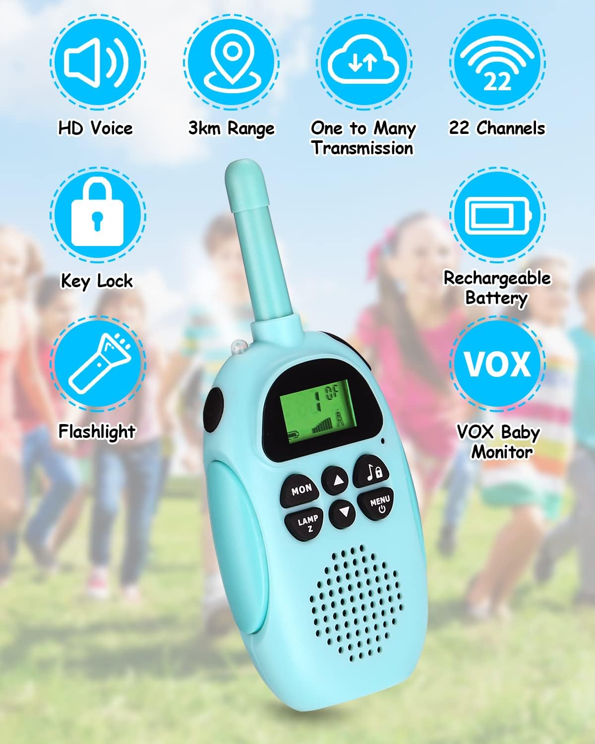 Interactive Walkie Talkies for Kids with LED Display – Safe Outdoor and Indoor Toy for Endless Fun (Pack of 2)