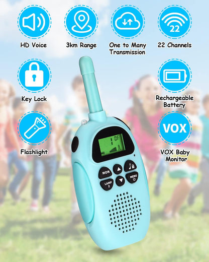 Interactive Walkie Talkies for Kids with LED Display – Safe Outdoor and Indoor Toy for Endless Fun (Pack of 2)