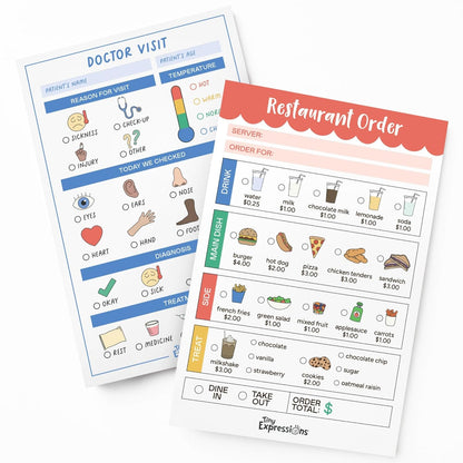 Kids Pretend Play Role Play Activity Sheets – Doctor Visit & Restaurant Order Worksheets