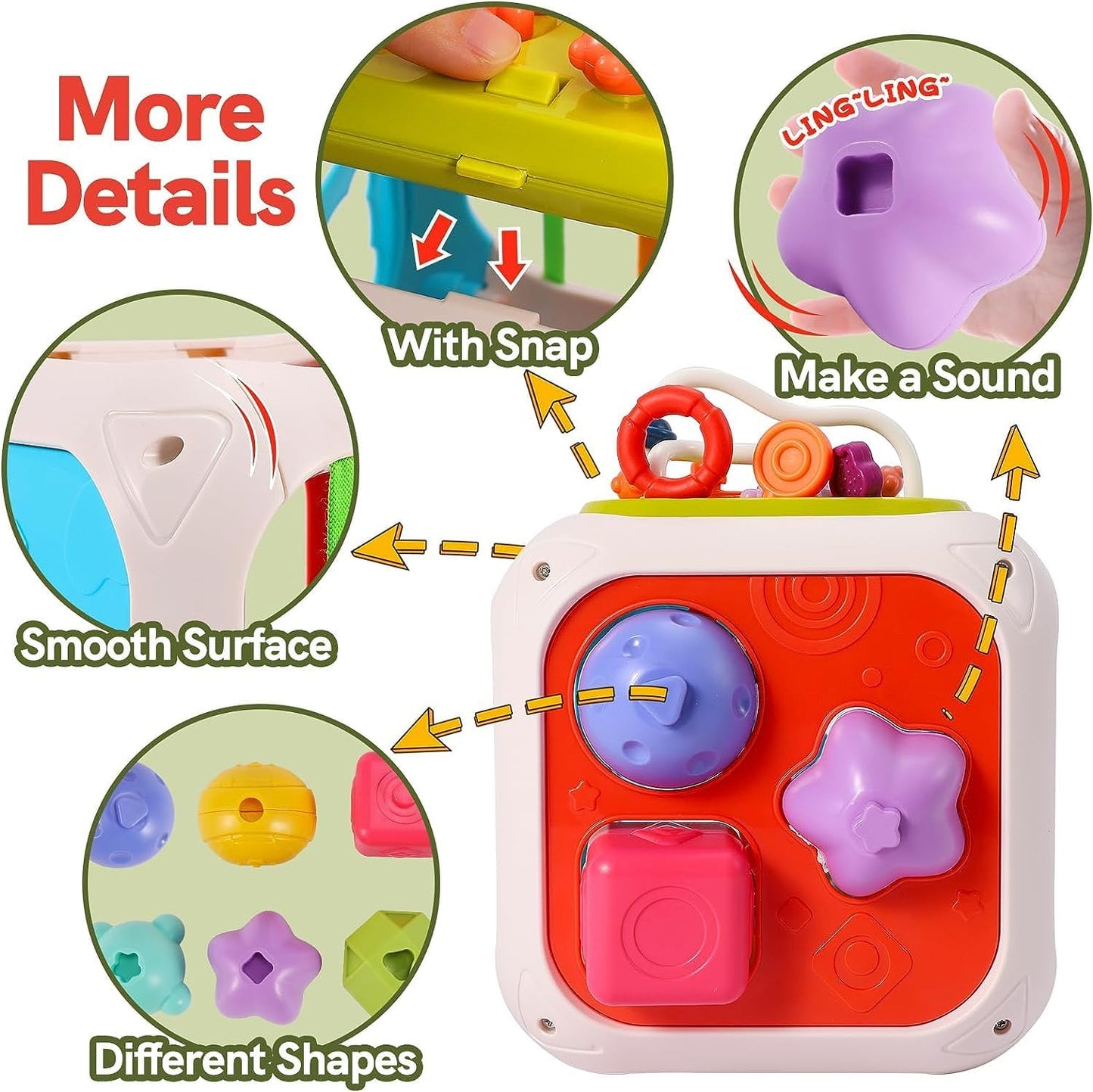 Cubora - 7 in 1 Montessori Activity Cube for Toddlers 1-3 Years, Baby Toys for 1 Year Old, Shape Sorter Sensory Learning Toy, Fine Motor Skills Development Toy for Boys & Girls