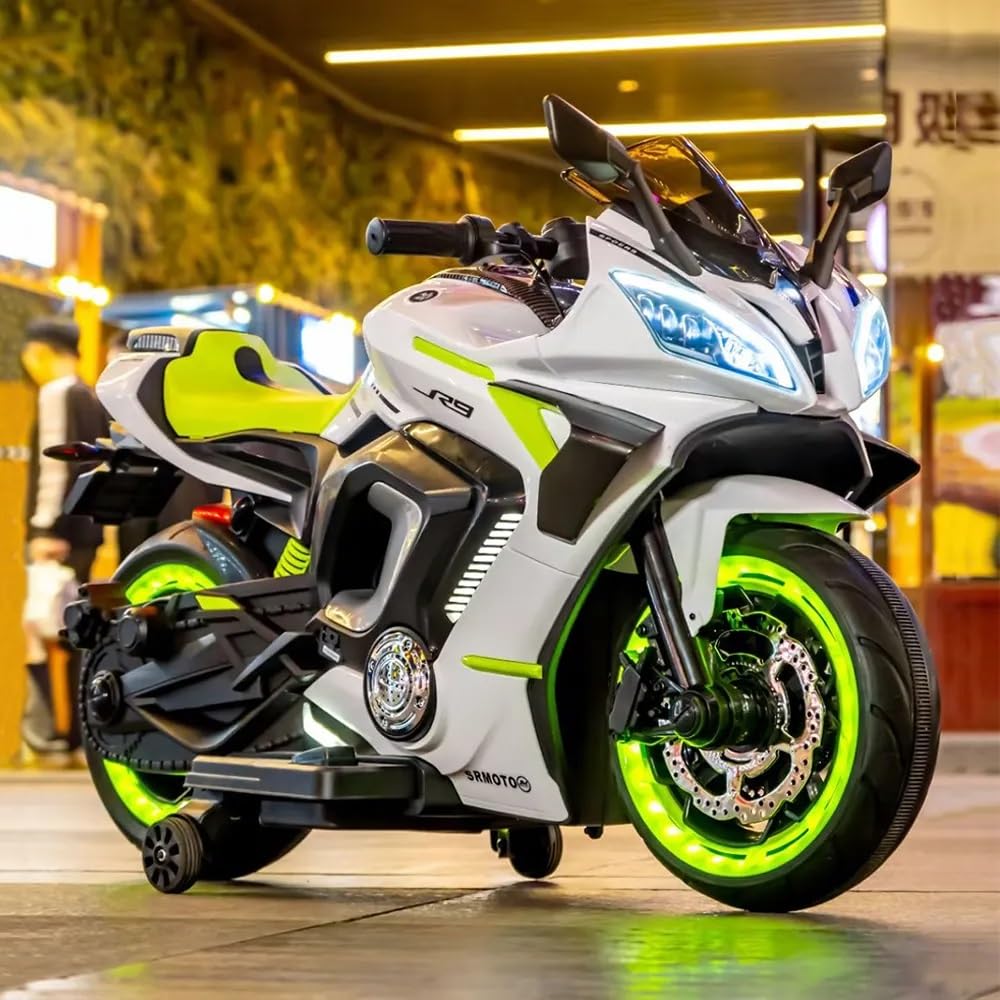 Kids Sporty Electric Ride-On Bike with Training Wheels
