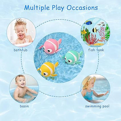Floating Wind-Up Bath Toys for Kids – Safe Non-Toxic Swimming Fish | Fun Screen-Free Playtime & Stress-Free Bathing | 3+ years (7 Pcs))