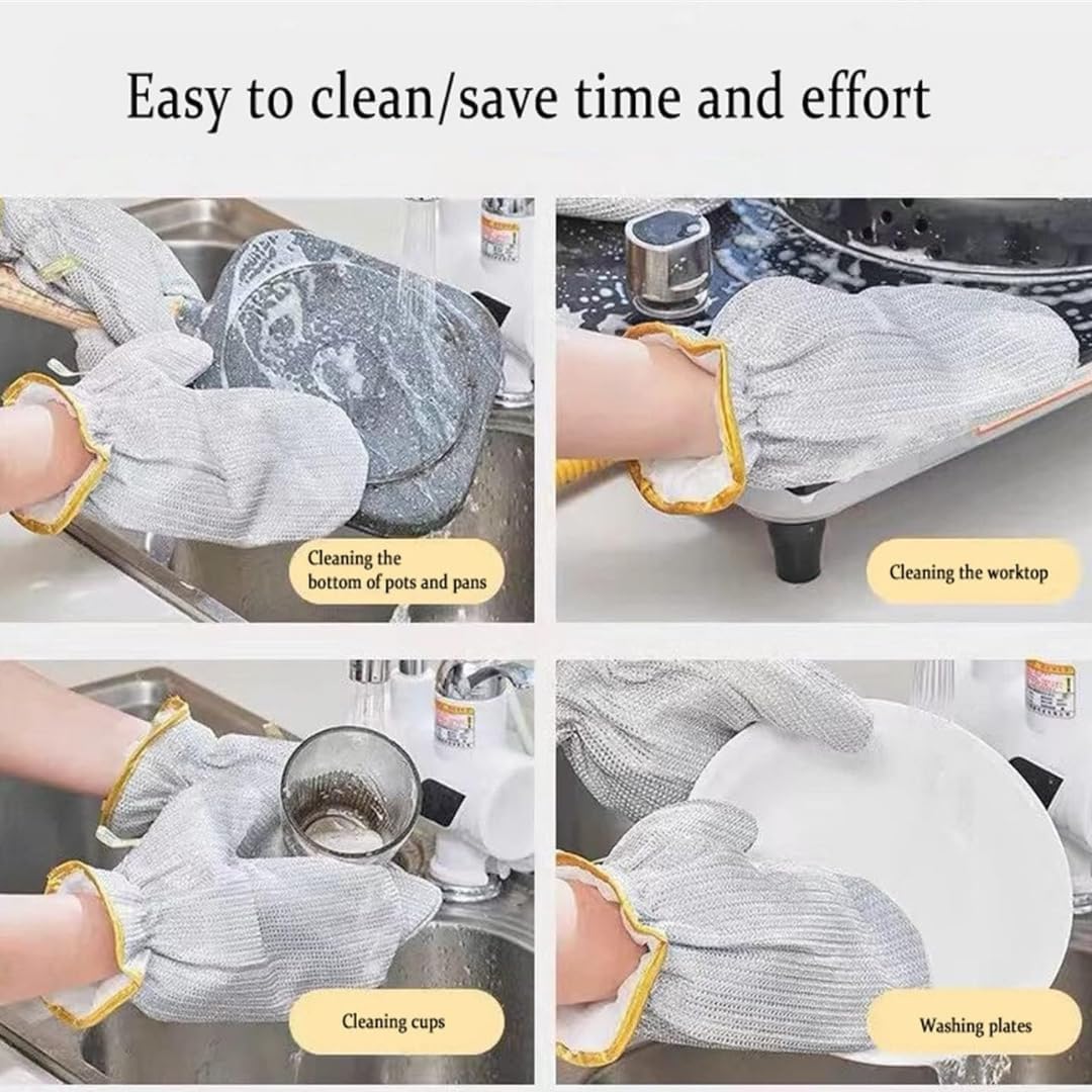 🧤 ScrubArmor™ Magic Steel Mesh Cleaning Gloves | Heavy-Duty Non-Scratch Kitchen & Household Cleaning Gloves