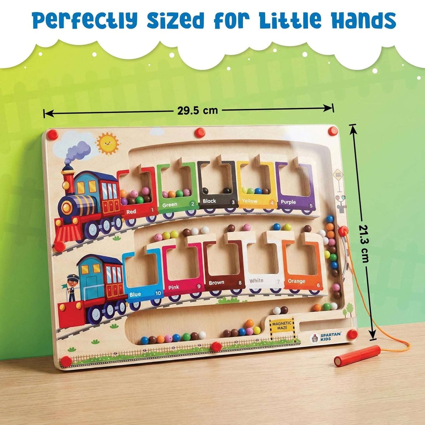 Wooden Train Colour Sorting & Counting Magnetic Puzzle Toy – Montessori Learning Maze Game for Toddlers & Kids