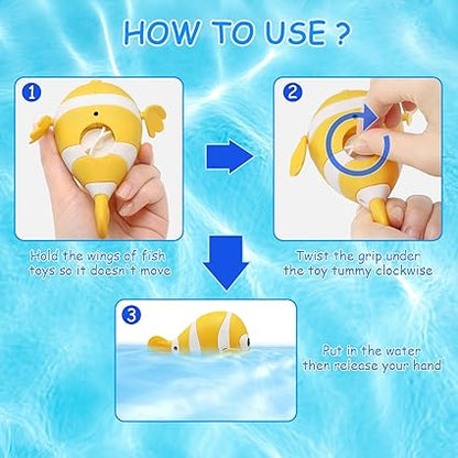 Floating Wind-Up Bath Toys for Kids – Safe Non-Toxic Swimming Fish | Fun Screen-Free Playtime & Stress-Free Bathing | 3+ years (7 Pcs))