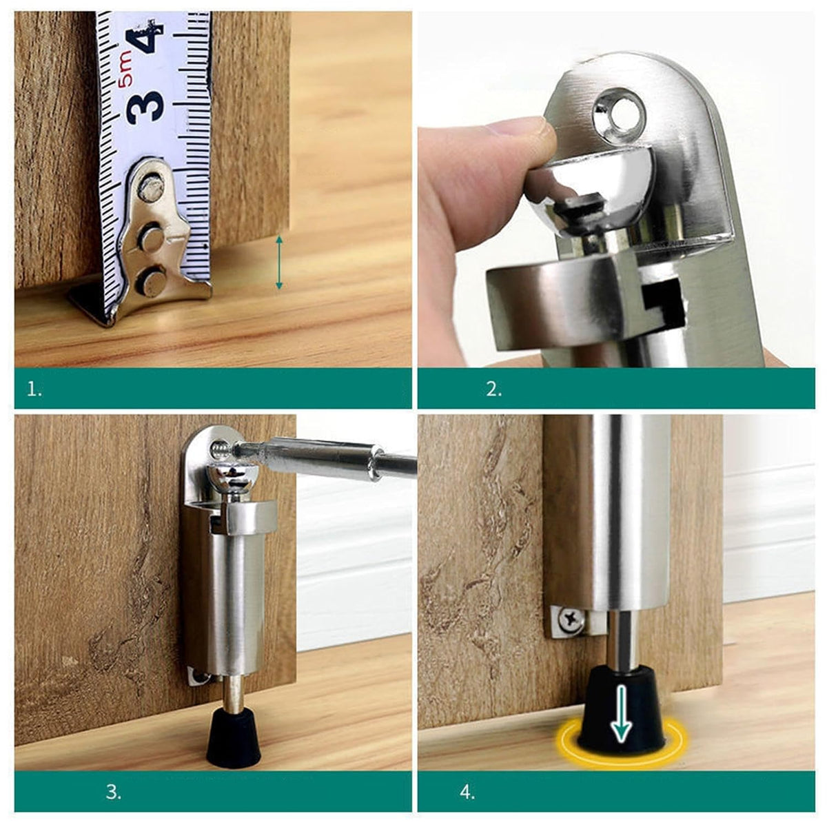 Heavy-Duty Retractable Door Stopper with Anti-Slip Rubber Grip and Screw Mount