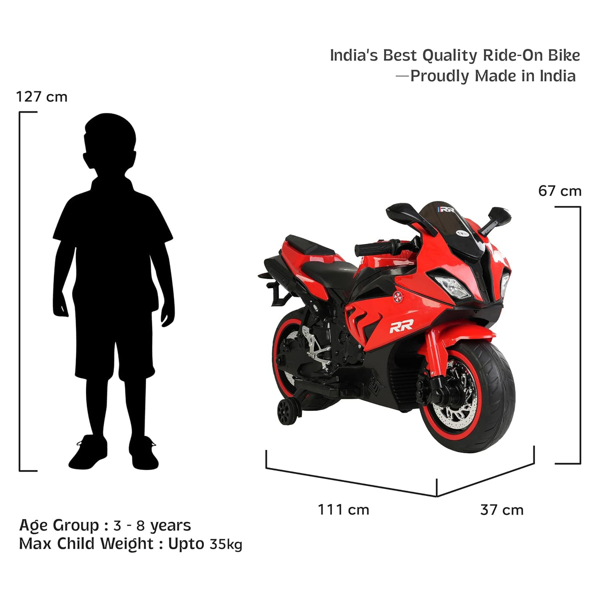 Kids Sporty Racing Style Electric Ride-On Bike