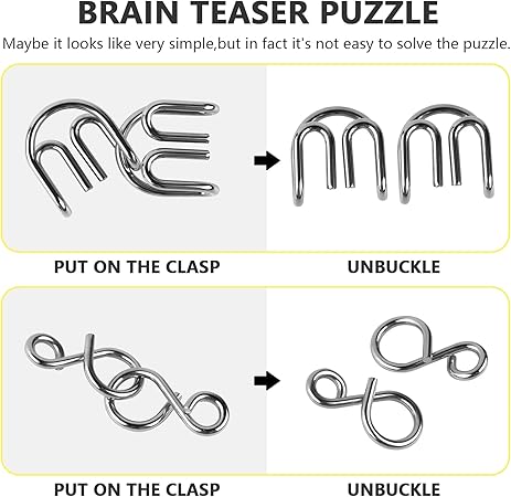 ⭐intellectual Intelligence Educational Metal IQ Puzzle combo for Adults & Children - Let's challenge!!!!!!