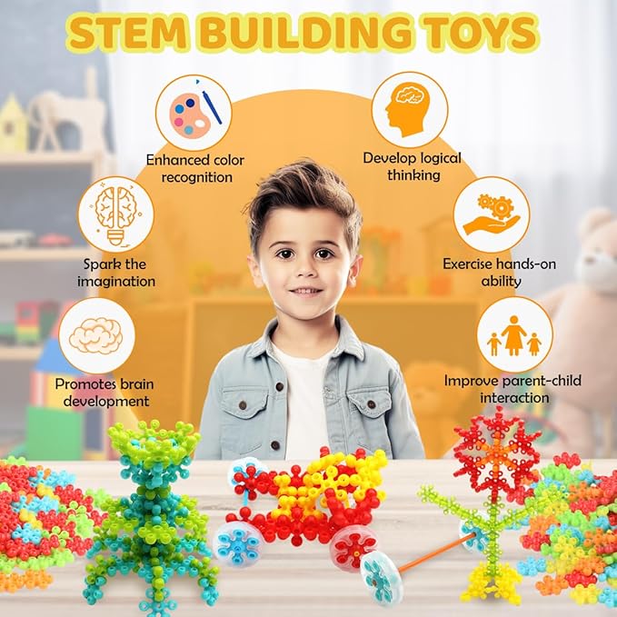 Snowflake Interlocking Building Blocks for Kids