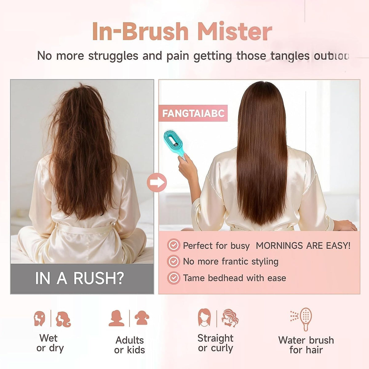 HydraComb™ Refillable Water Mist Hair Brush