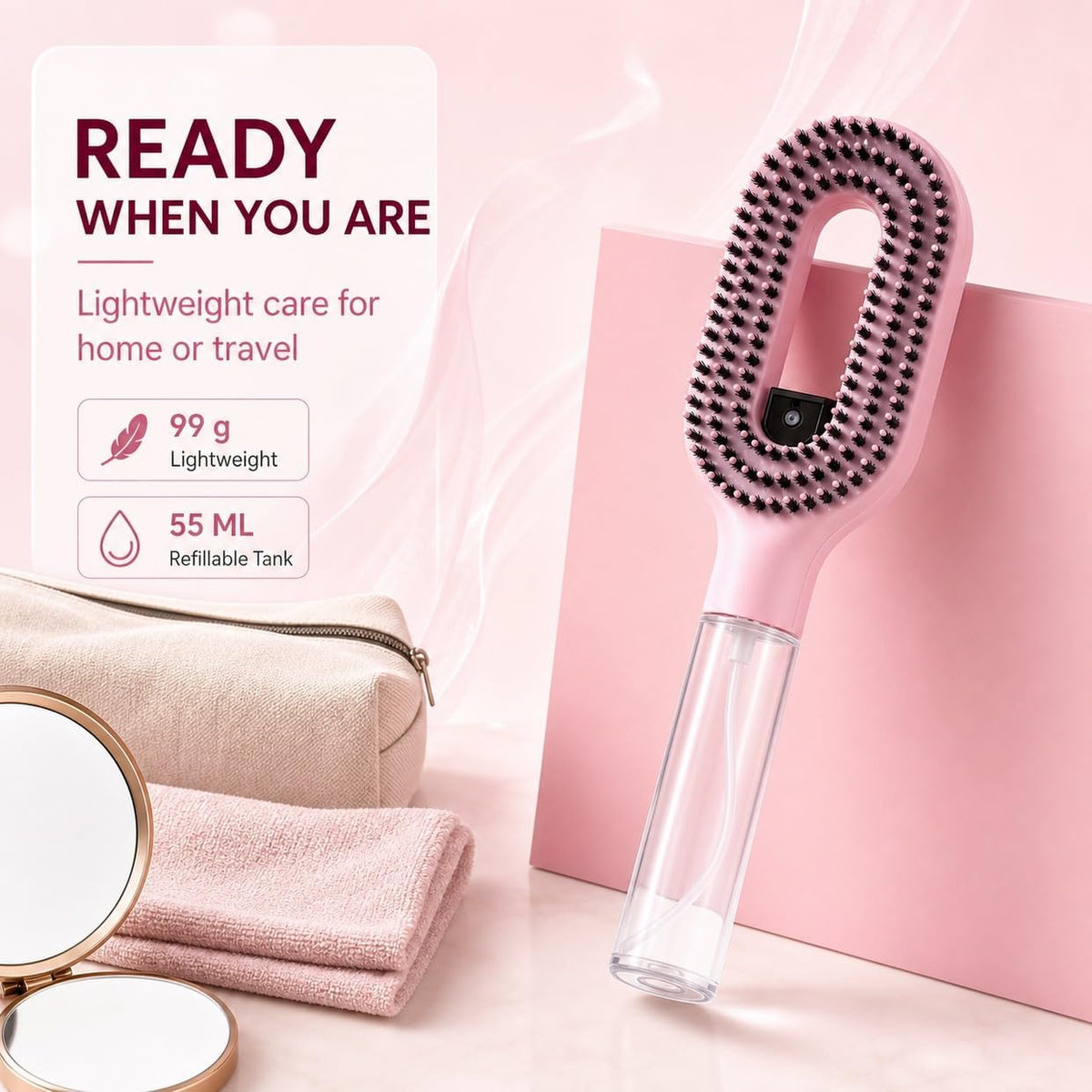 HydraComb™ Refillable Water Mist Hair Brush