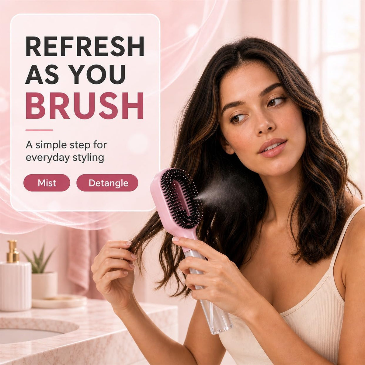 HydraComb™ Refillable Water Mist Hair Brush