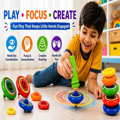 Kids Rainbow Spin & Stack Montessori Learning Toy