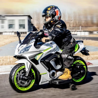 Kids Sporty Electric Ride-On Bike with Training Wheels