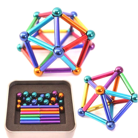 Magnetic Sticks & Balls Building Set | 36 multicolor Sticks &27 balls