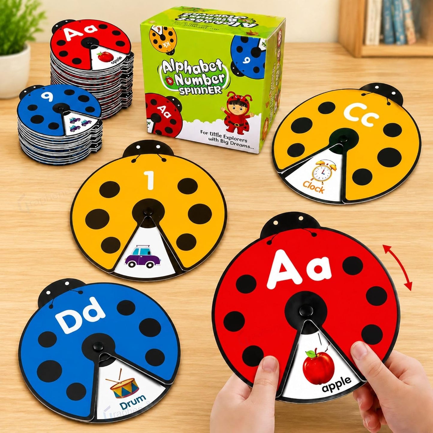 Spin to Learn Montessori Flash Cards – Alphabet, Numbers, Phonics & Speech Learning Toy