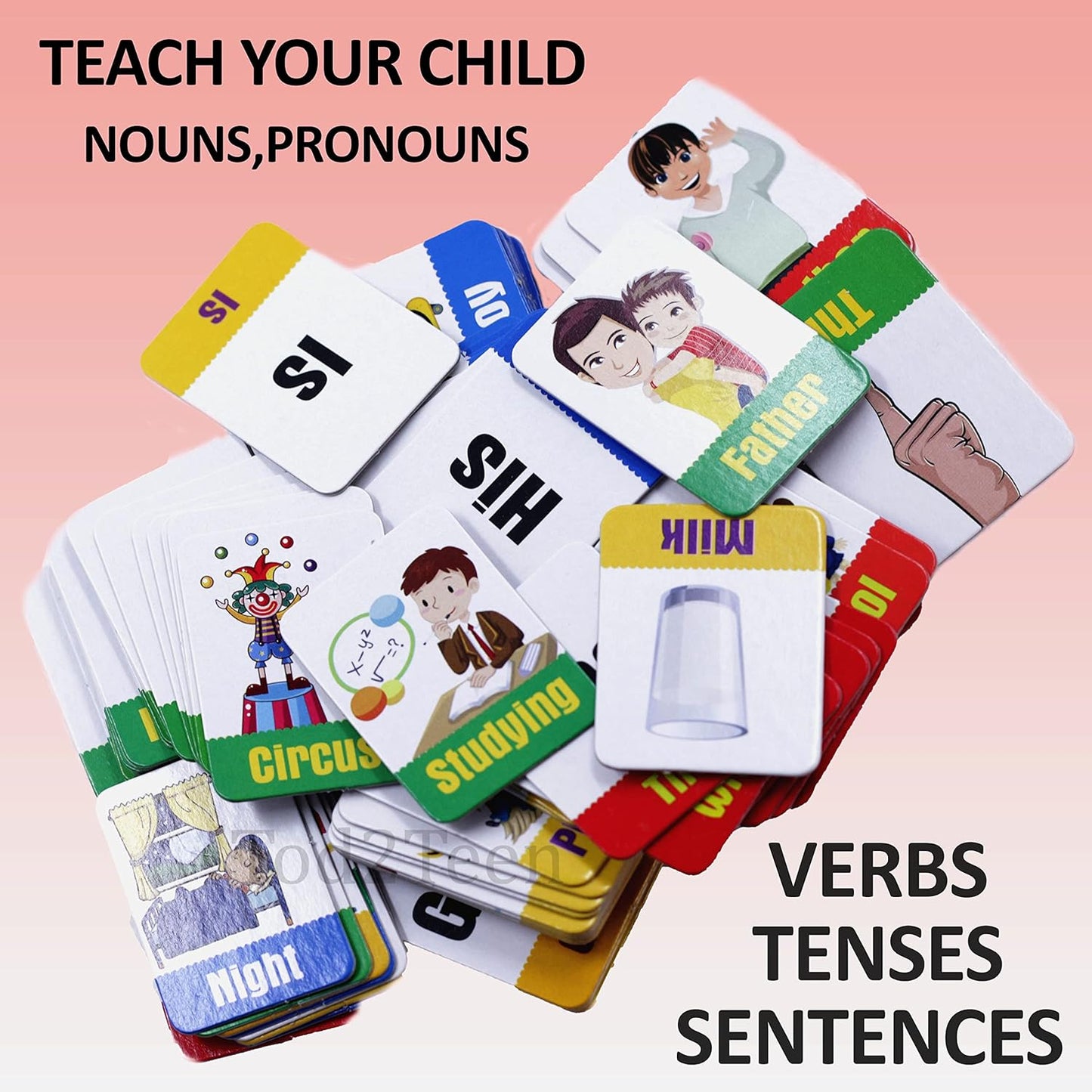 English Sentence Master Set for Kids - 90 Colourful Durable Word Cards