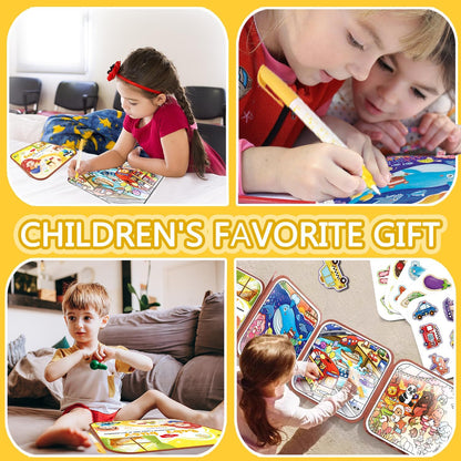 2 In 1 Magic Water Drawing Book & Busy Book For Children With 1 Magic Pen, Educational Learning Toys For Toddlers 3+ Age