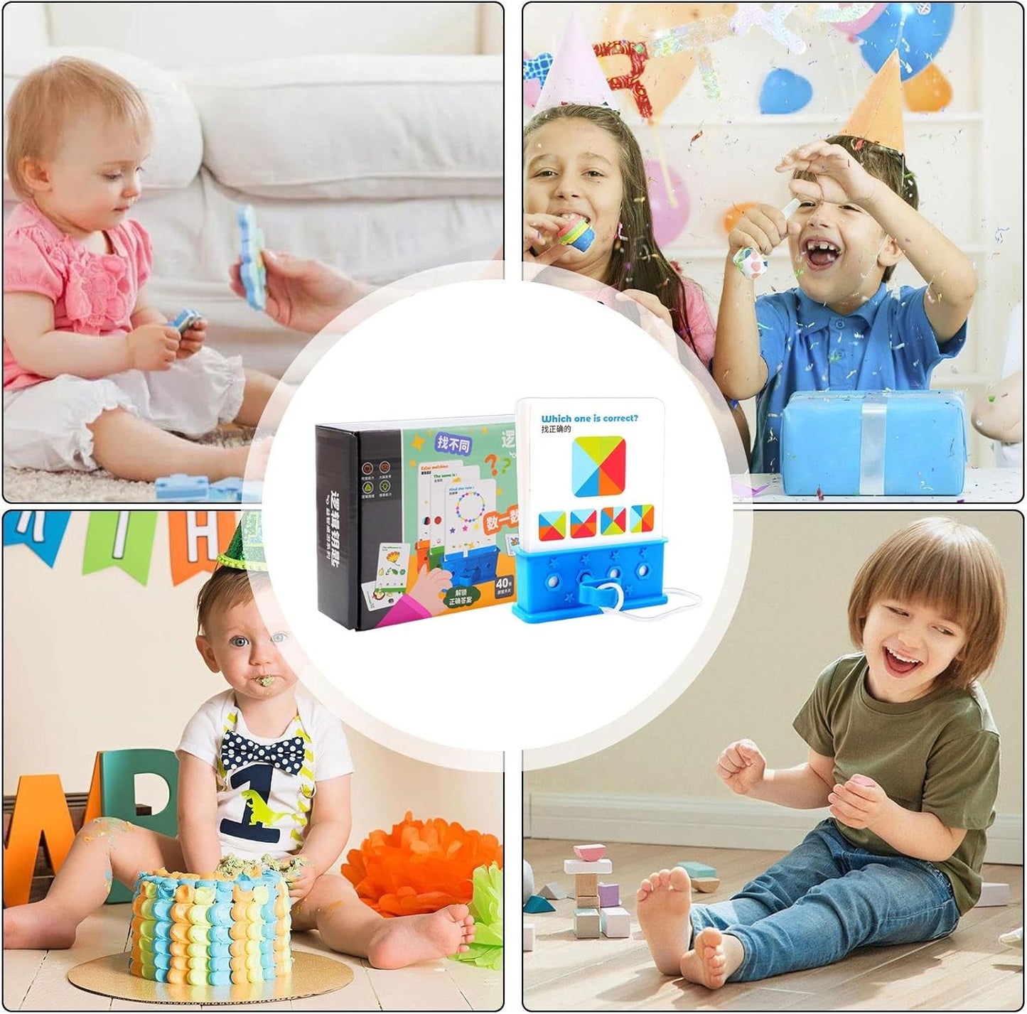 Kids Logical Thinking Puzzle Card Game with Answer Box – Educational Brain Development Toy for Pattern Matching & Counting