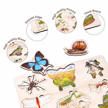 Educational Wooden Puzzle Tray for Toddlers