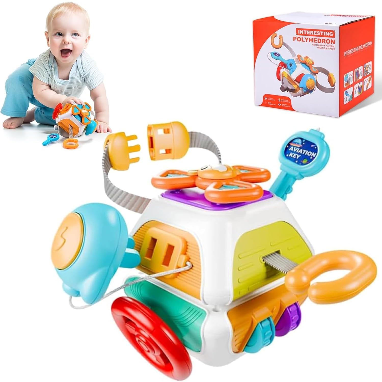 BrainyBox - Montessori Busy Cube for Toddlers 1-3 Years | 6-in-1 Senso ...