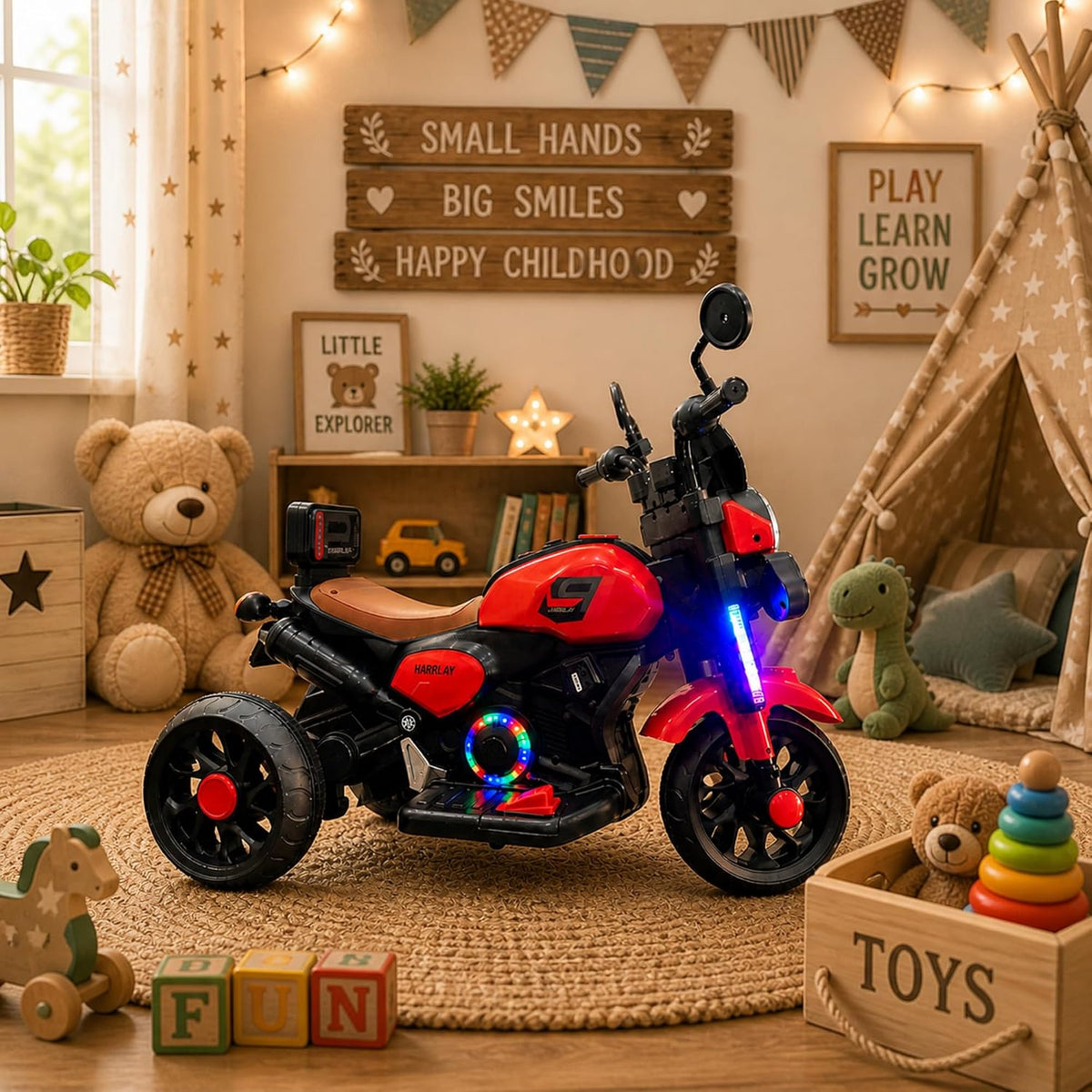 Kids Retro 3-Wheel Electric Ride-On Bike