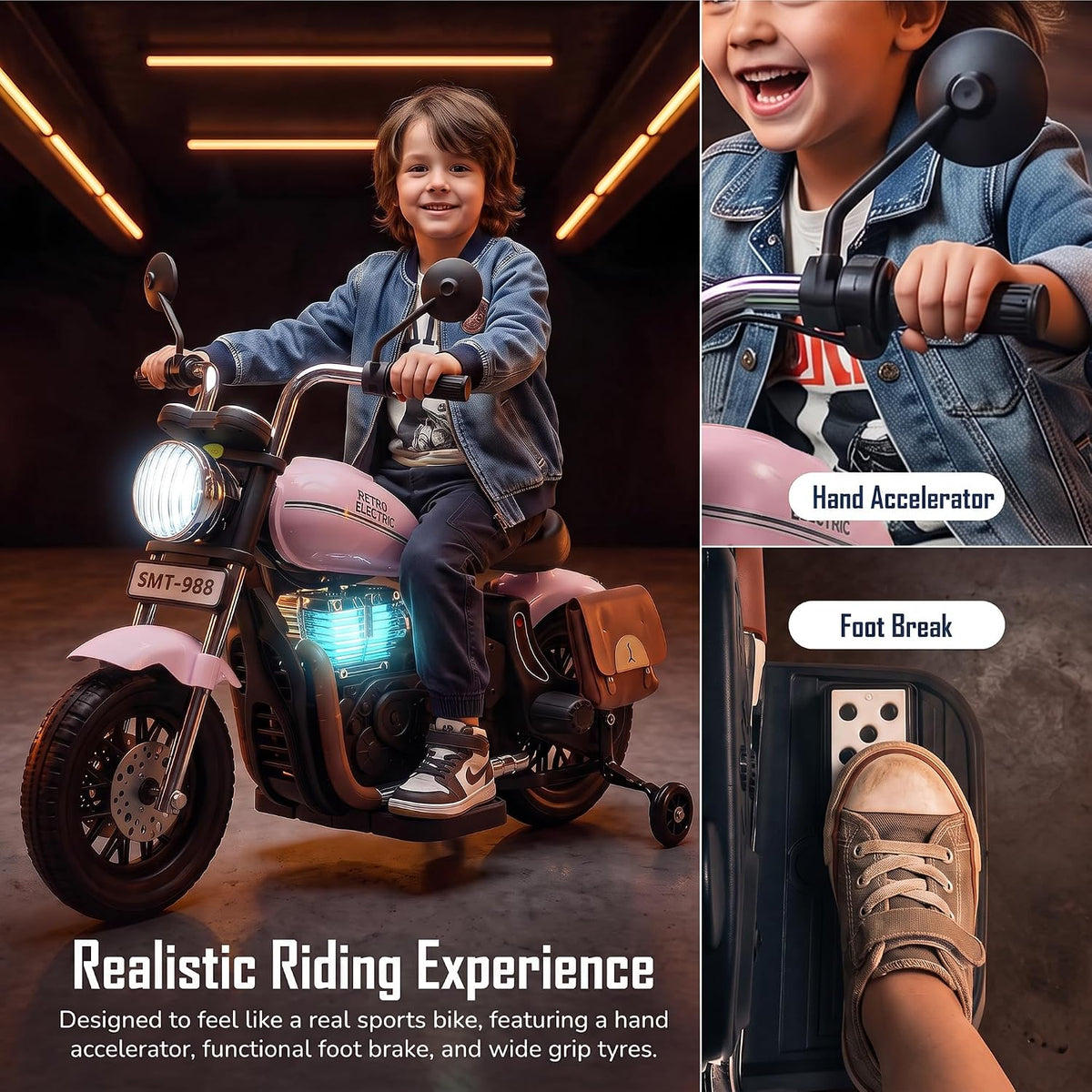 Kids Retro Bullet Electric Ride-On Bike