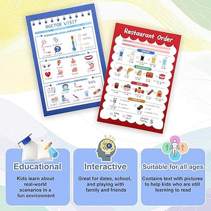 Kids Pretend Play Role Play Activity Sheets – Doctor Visit & Restaurant Order Worksheets