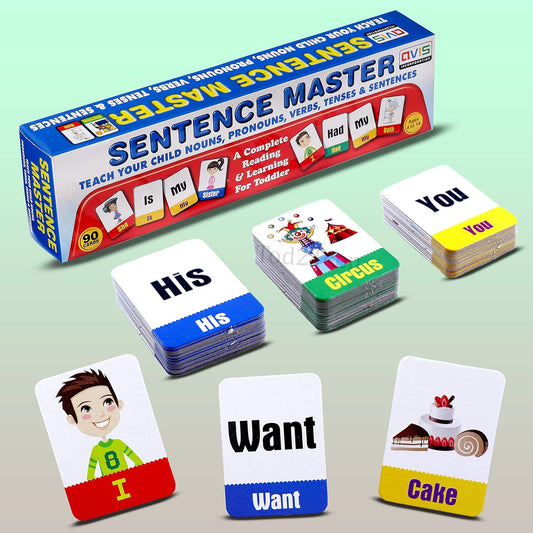 English Sentence Master Set for Kids - 90 Colourful Durable Word Cards