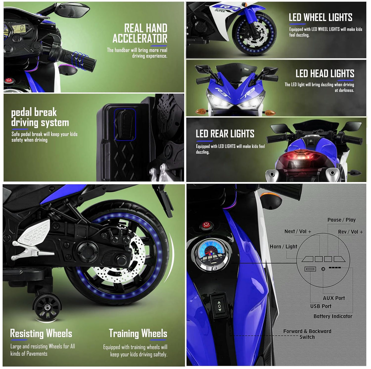 Kids R3 Style Electric Ride-On Sports Bike