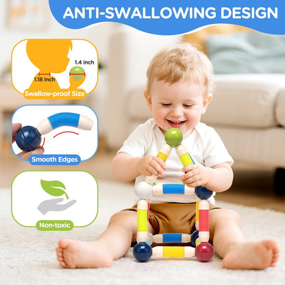 Flexible Magnetic Building Sticks & Balls Set for Kids | 3D Construction STEM Toy for Creativity, Brain Development & Learning