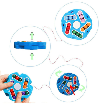Rotating Magic Bean Cube Spinner – Double Flip Fidget Puzzle for Stress & Anxiety Relief | Learning & Brain Development Toy