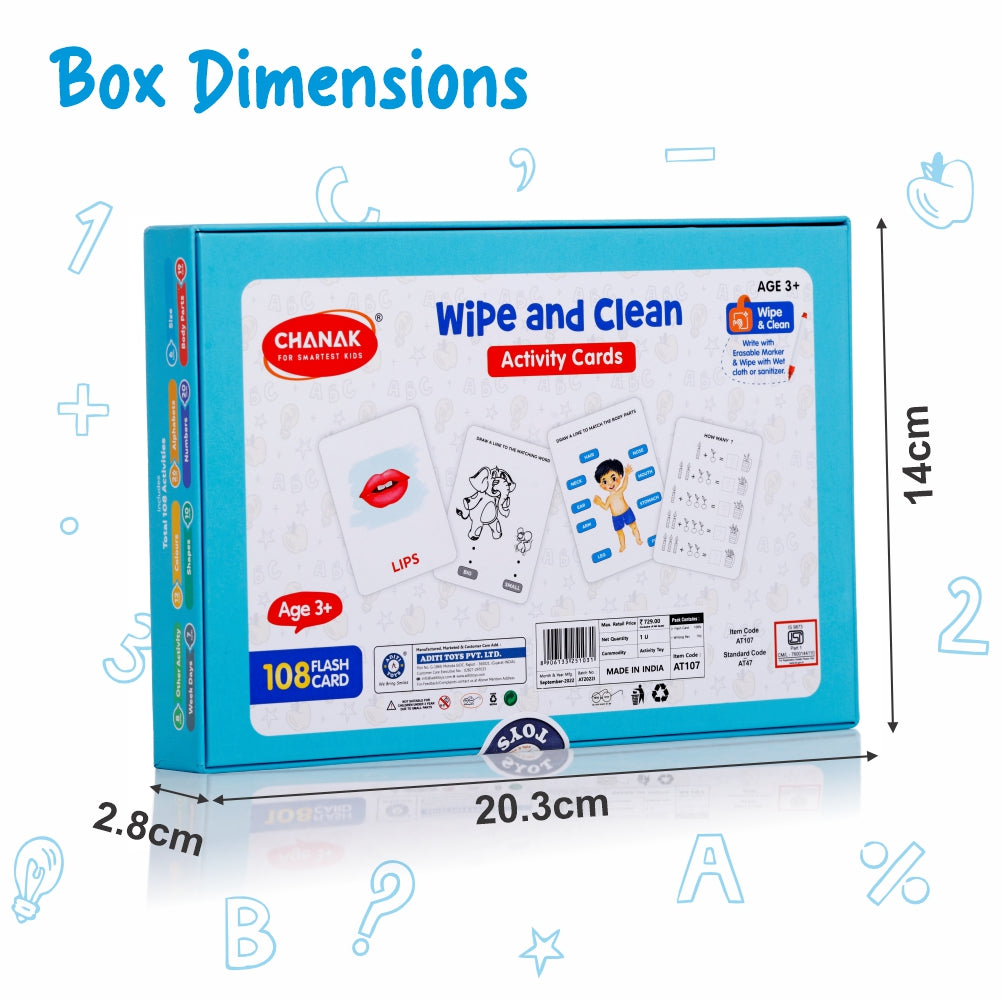 Wipe & Clean Toy for Kids, Educational Activity Flashcards